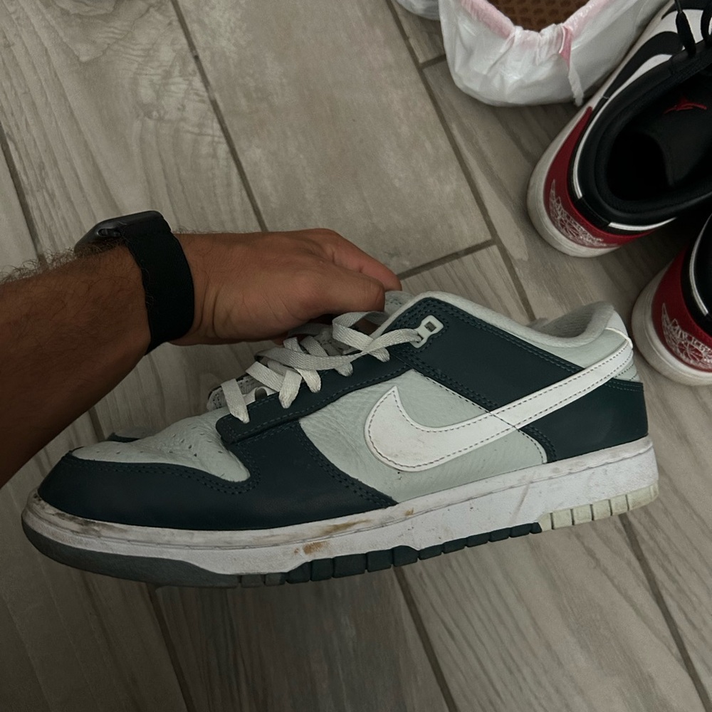 Nike White and Dark Green Sneakers